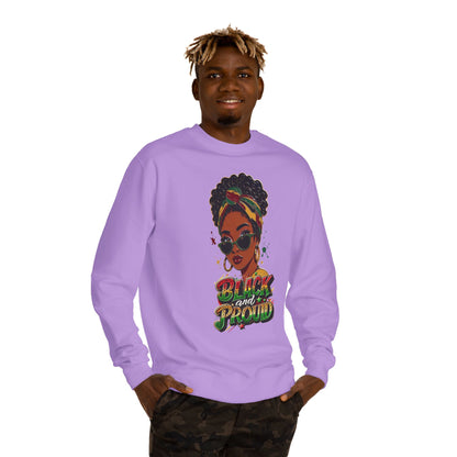 Black and Proud Crewneck Sweatshirt – Afrocentric Rasta Colors Graphic