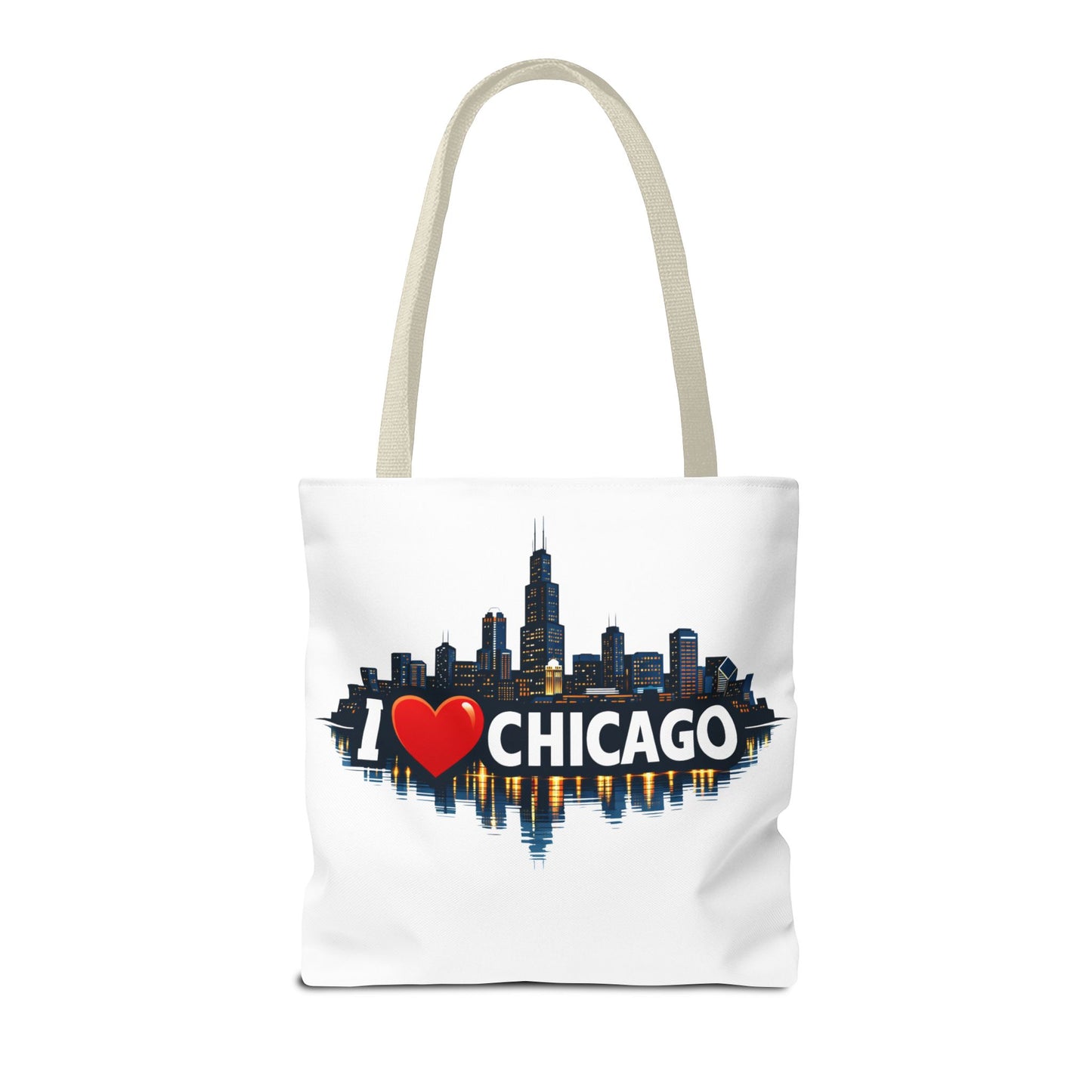 I  Chicago Skyline Tote Bag — Cityscape Reversible All-Over Print Tote