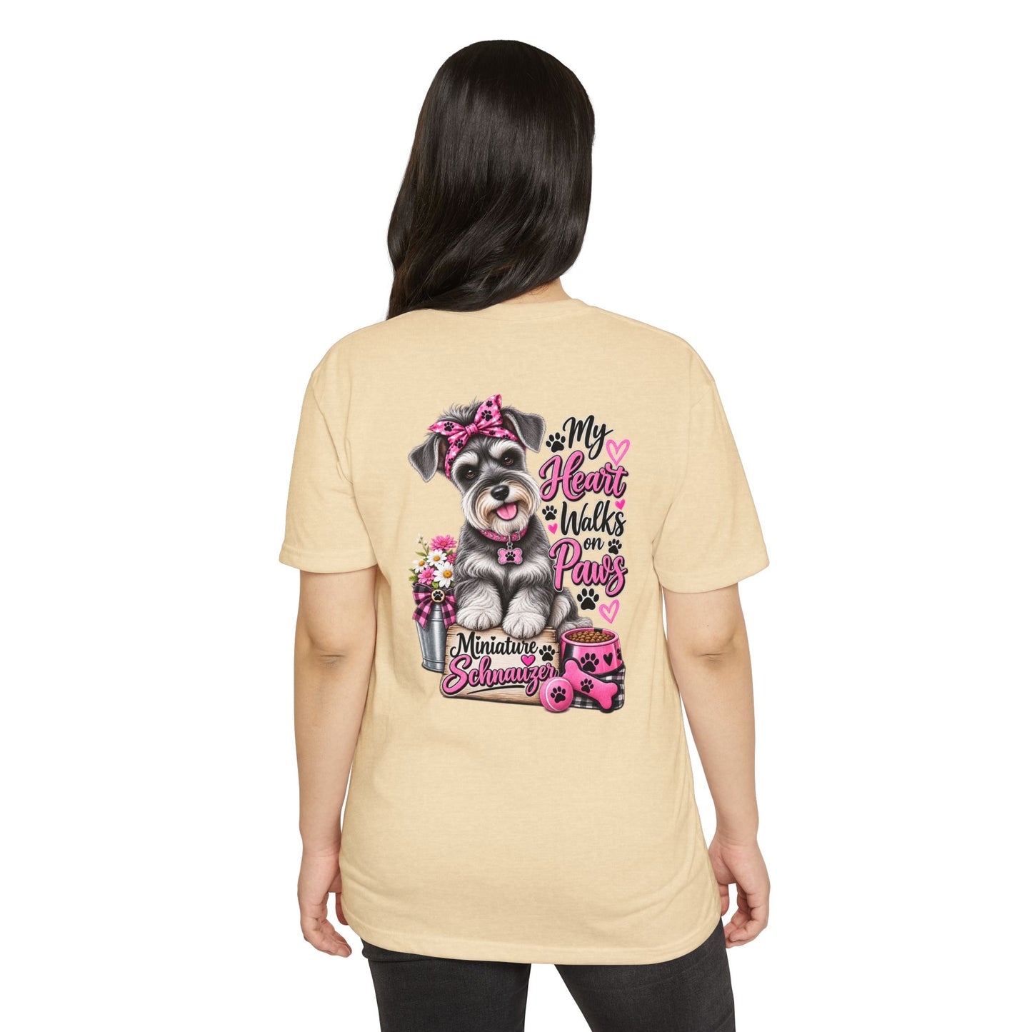 Miniature Schnauzer T-Shirt - "My Heart Walks on Paws" Cute Dog Tee