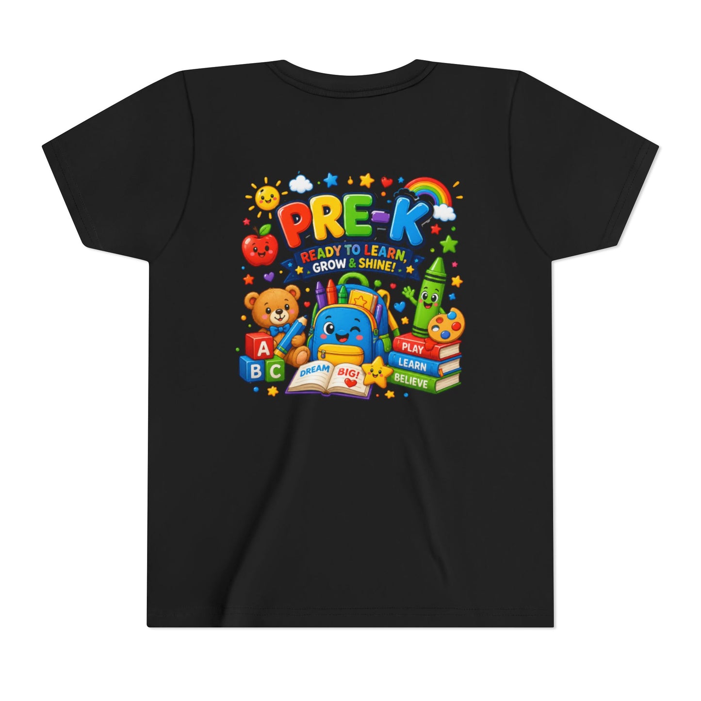 Pre-K Ready To Learn Kids T-Shirt — Colorful Preschool Back-to-School Tee