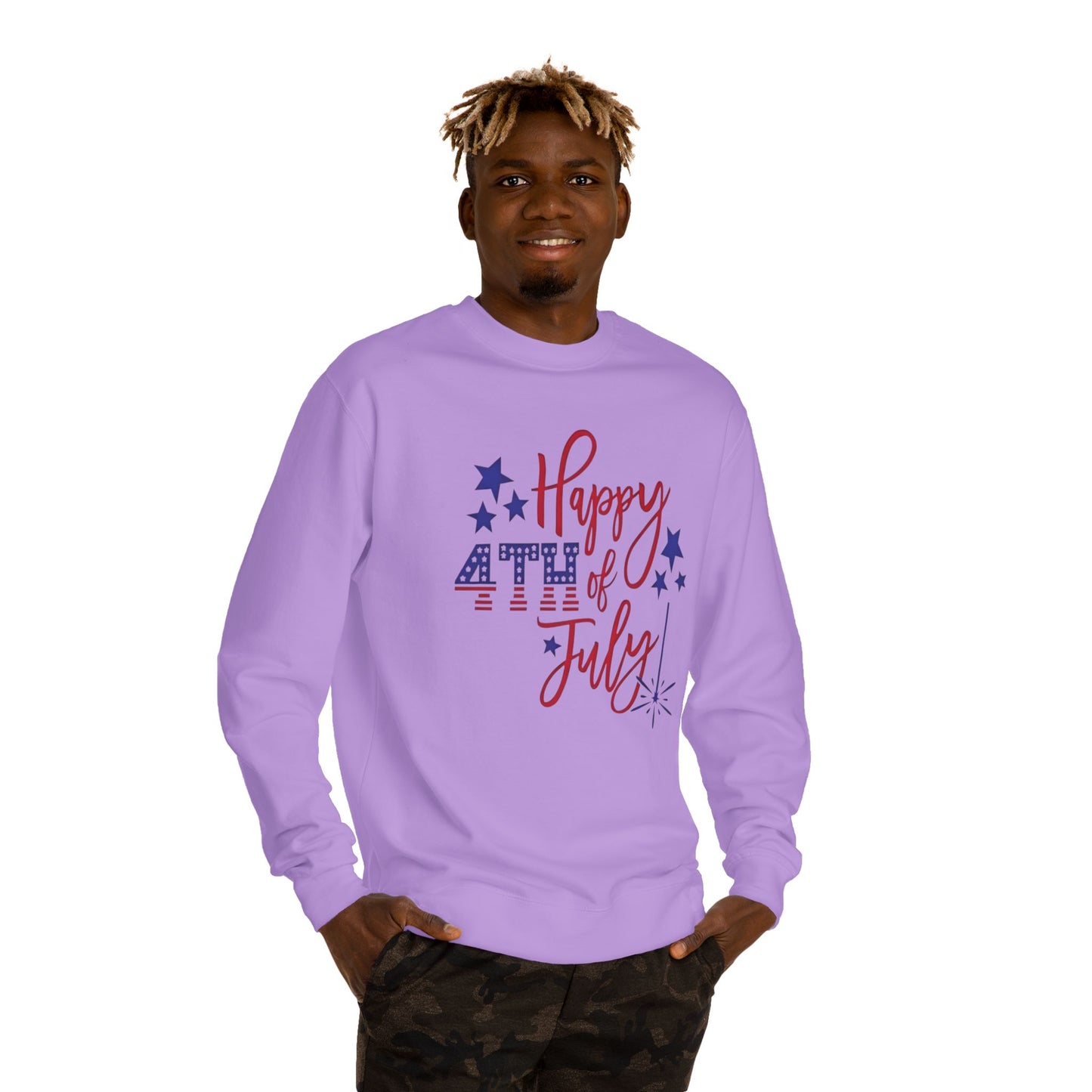 Happy 4th of July Sweatshirt — Patriotic Stars & Fireworks Crewneck