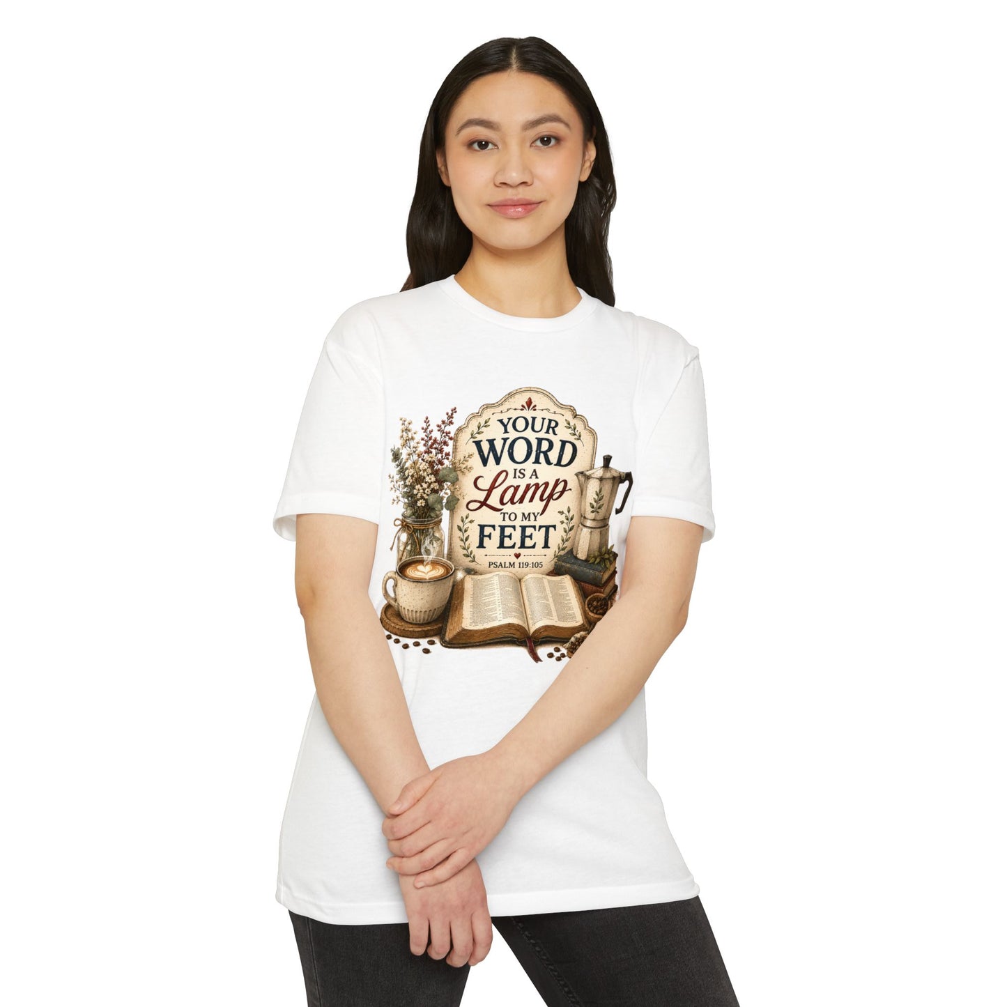 Bible Verse T-Shirt — "Your Word Is a Lamp to My Feet" Inspirational Christian Tee