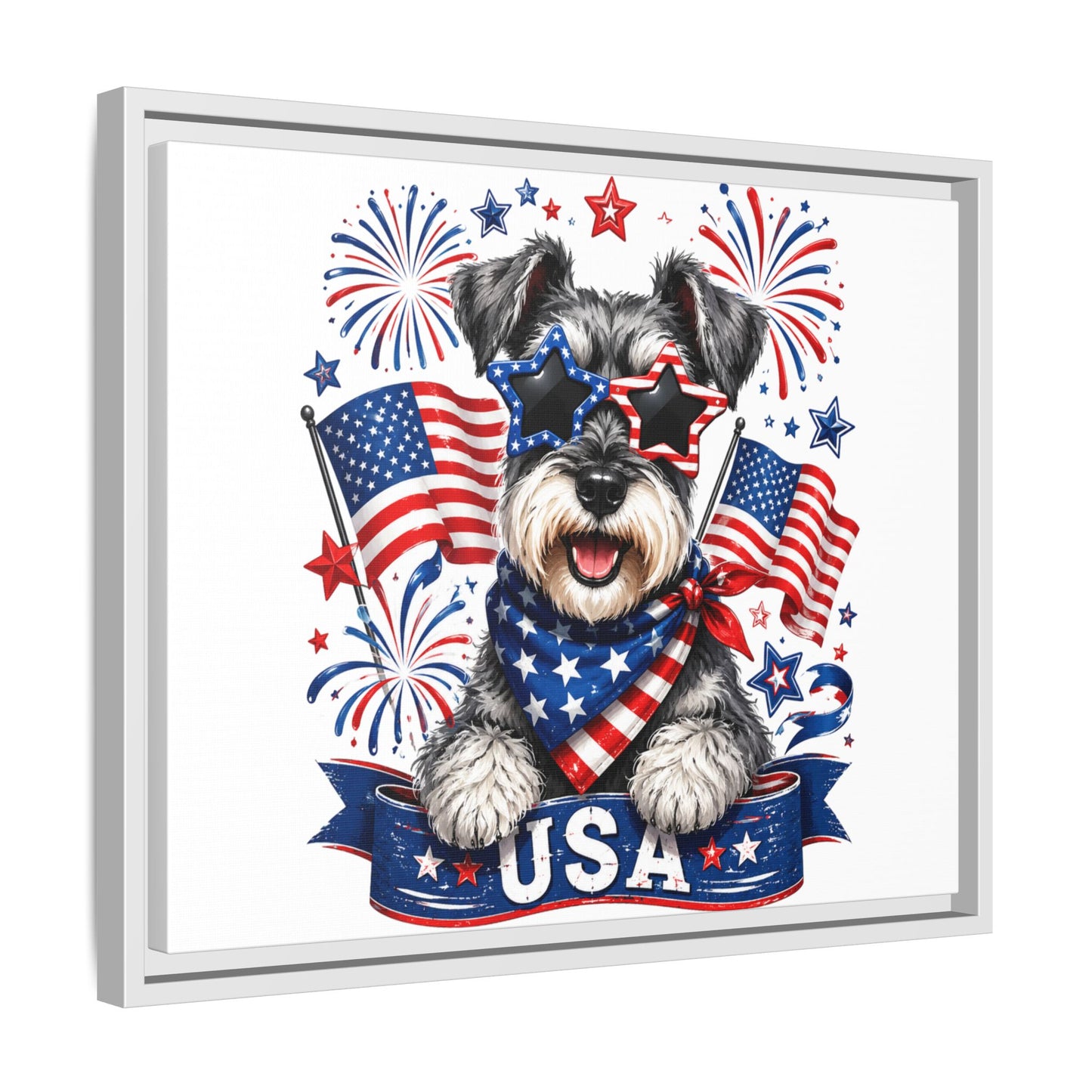 USA Patriotic Schnauzer Canvas Print — 4th of July Wall Art