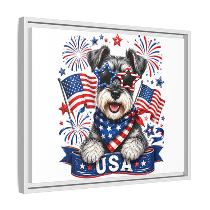 USA Patriotic Schnauzer Canvas Print — 4th of July Wall Art