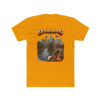 Dallas Skyline Graphic Tee — Retro Cityscape with Guitar