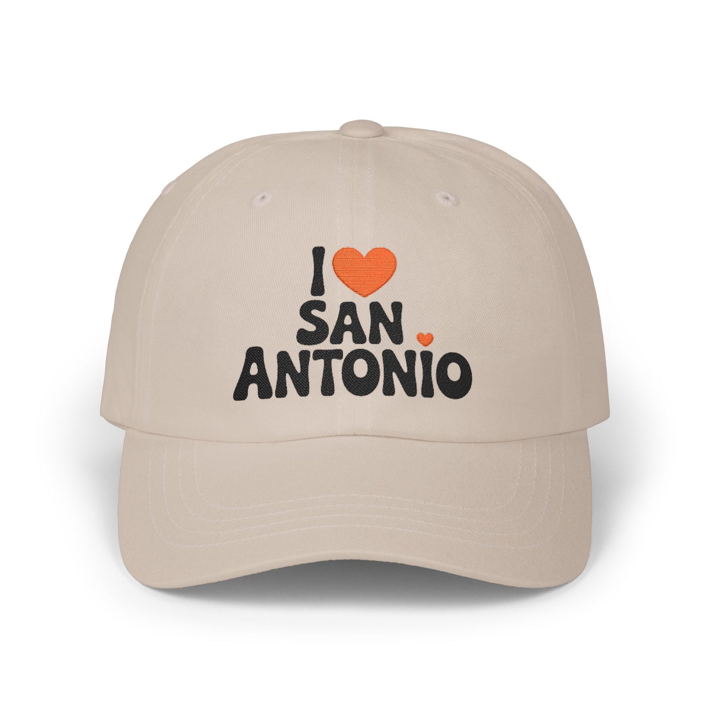 I  San Antonio Embroidered Dad Cap — White Classic Baseball Hat