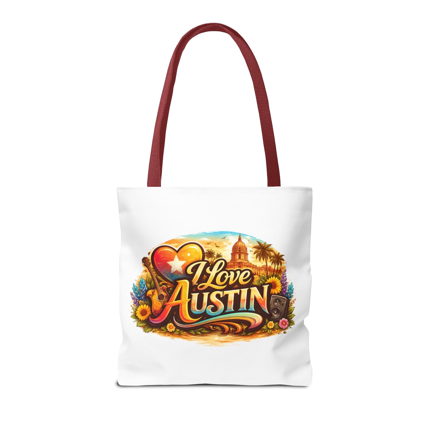 I Love Austin Tote Bag — Retro Cityscape Cotton Shopper
