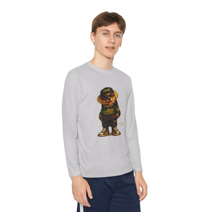Youth Long Sleeve Tee — Streetwear Bear Graphic, 'Respect' Hip-Hop Kids Shirt