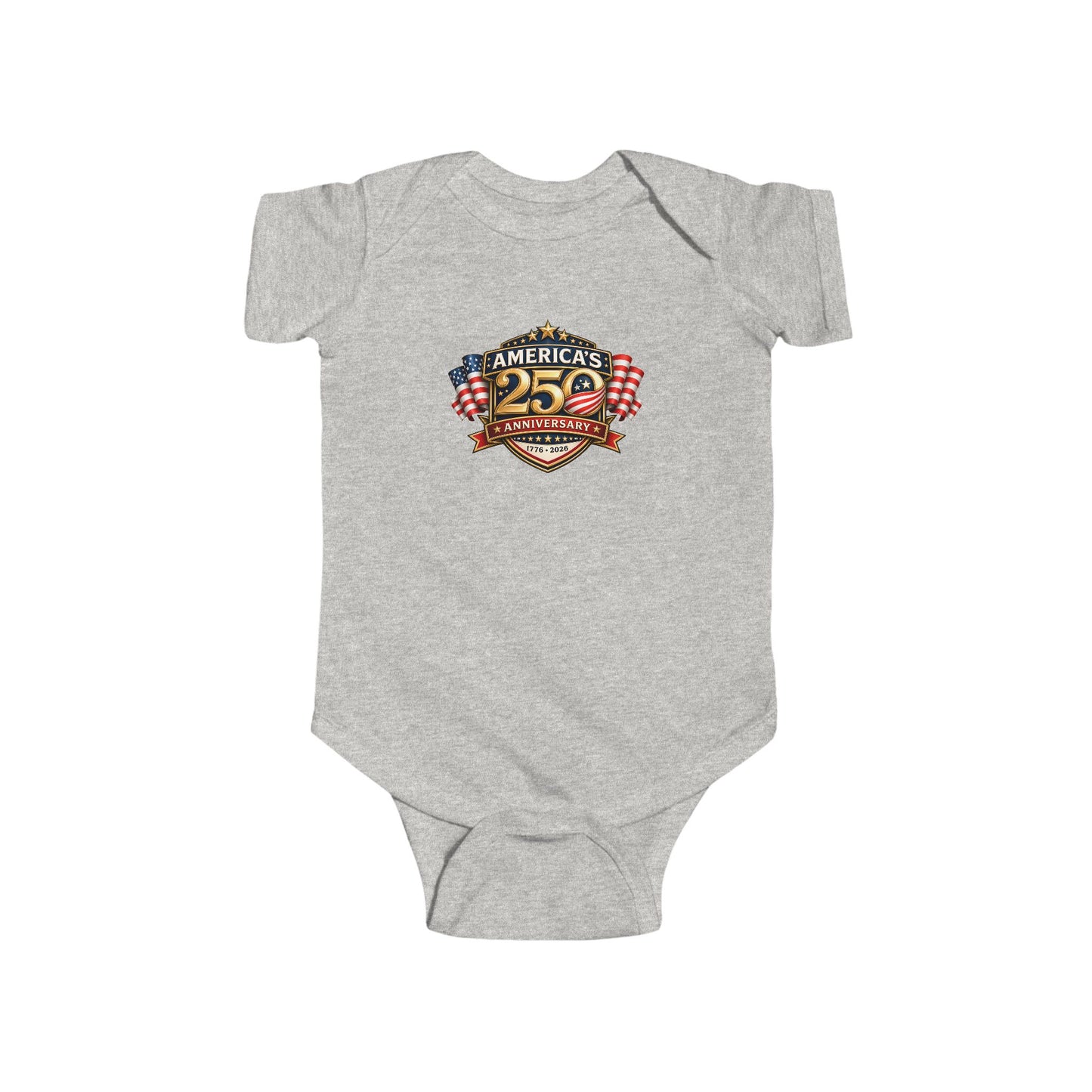 Infant Bodysuit - "America's 25th Anniversary" Patriotic Baby Onesie (USA Flag Emblem)