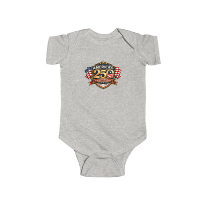 Infant Bodysuit - "America's 25th Anniversary" Patriotic Baby Onesie (USA Flag Emblem)