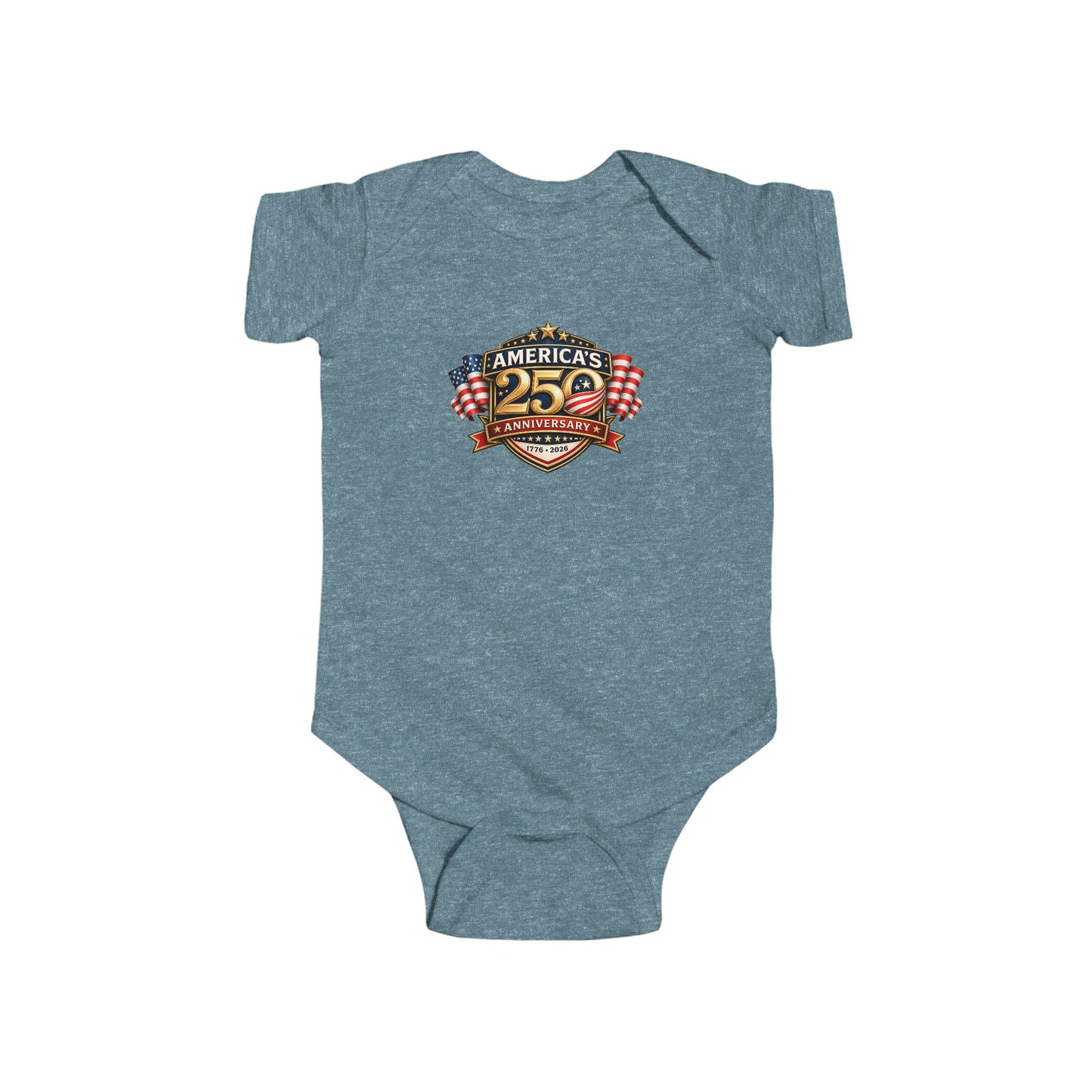 Infant Bodysuit - "America's 25th Anniversary" Patriotic Baby Onesie (USA Flag Emblem)