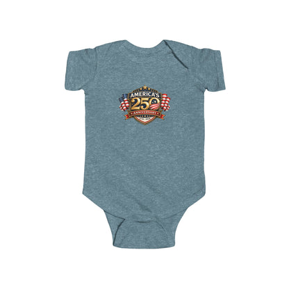 Infant Bodysuit - "America's 25th Anniversary" Patriotic Baby Onesie (USA Flag Emblem)