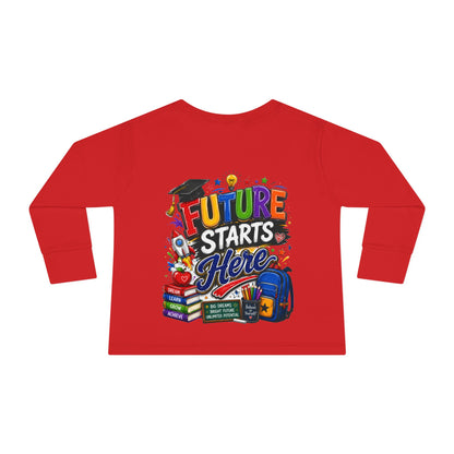 Toddler Long Sleeve Tee - "Future Starts Here" Back-to-School Shirt