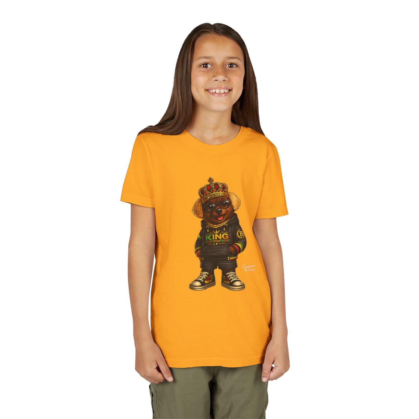 Youth Tee — 'Lil King' Crowned Bear Graphic Shirt