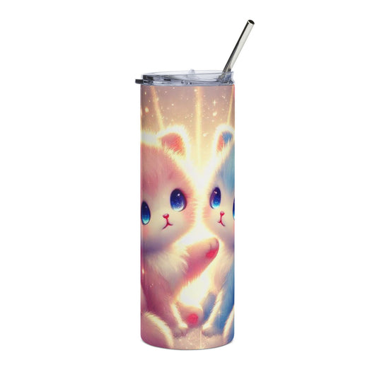 Kawaii Cosmic Kitten Stainless Steel Tumbler — 20oz Cute Galaxy Cat Travel Cup