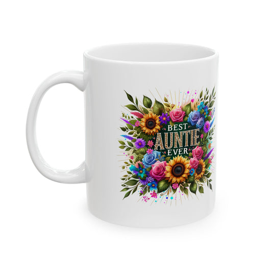 Floral 'All I Need Is Coffee' Ceramic Mug — Colorful Sunflower & Rose Coffee Cup (11oz, 15oz)