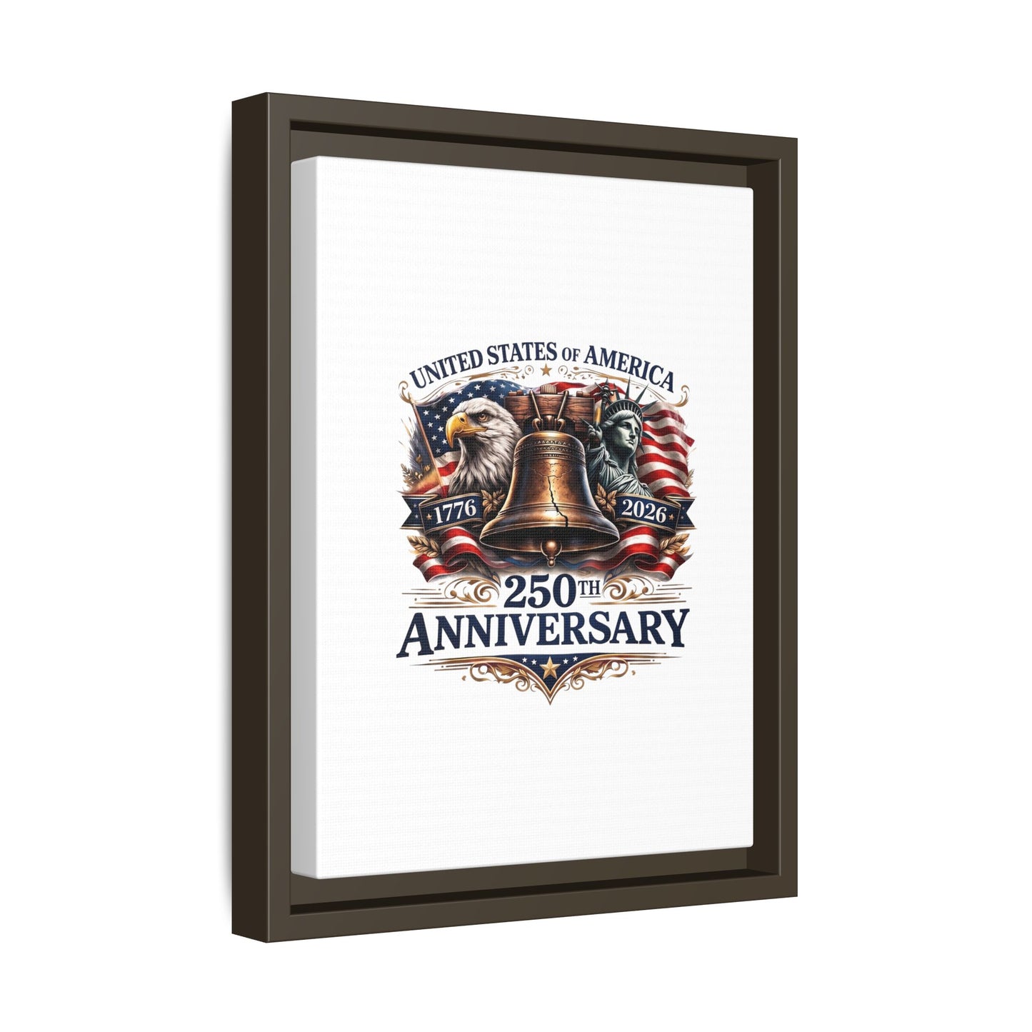 250th Anniversary Framed Canvas - United States of America Patriotic Liberty Bell Print