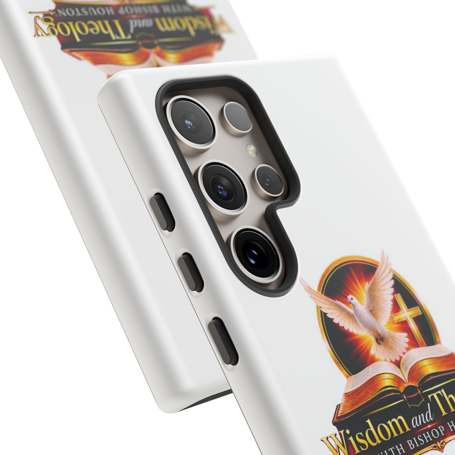 Wisdom and Theology Phone Case — Christian Dove & Cross Protective Tough Case