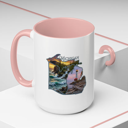 Michigan Lighthouse Coffee Mug — Scenic Great Lakes Accent Mug (11/15oz)