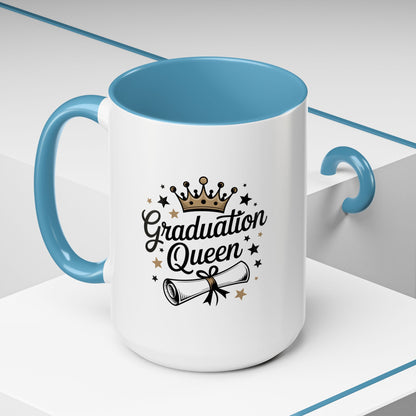 Graduation Queen Accent Coffee Mug — 11/15oz Ceramic Gift with Crown & Diploma Design