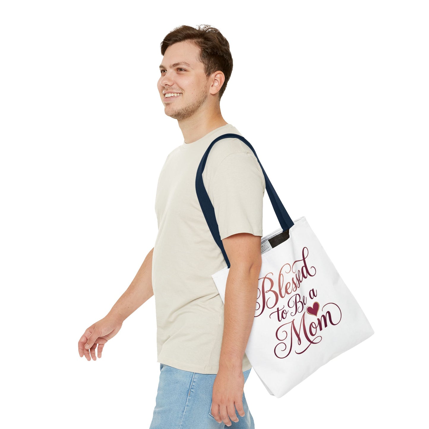 Blessed to Be a Mom Tote Bag – Mother's Day Floral Script Gift