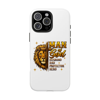 Man of God Lion Phone Case — ‘Man of God’ Christian Protector Dad Gift