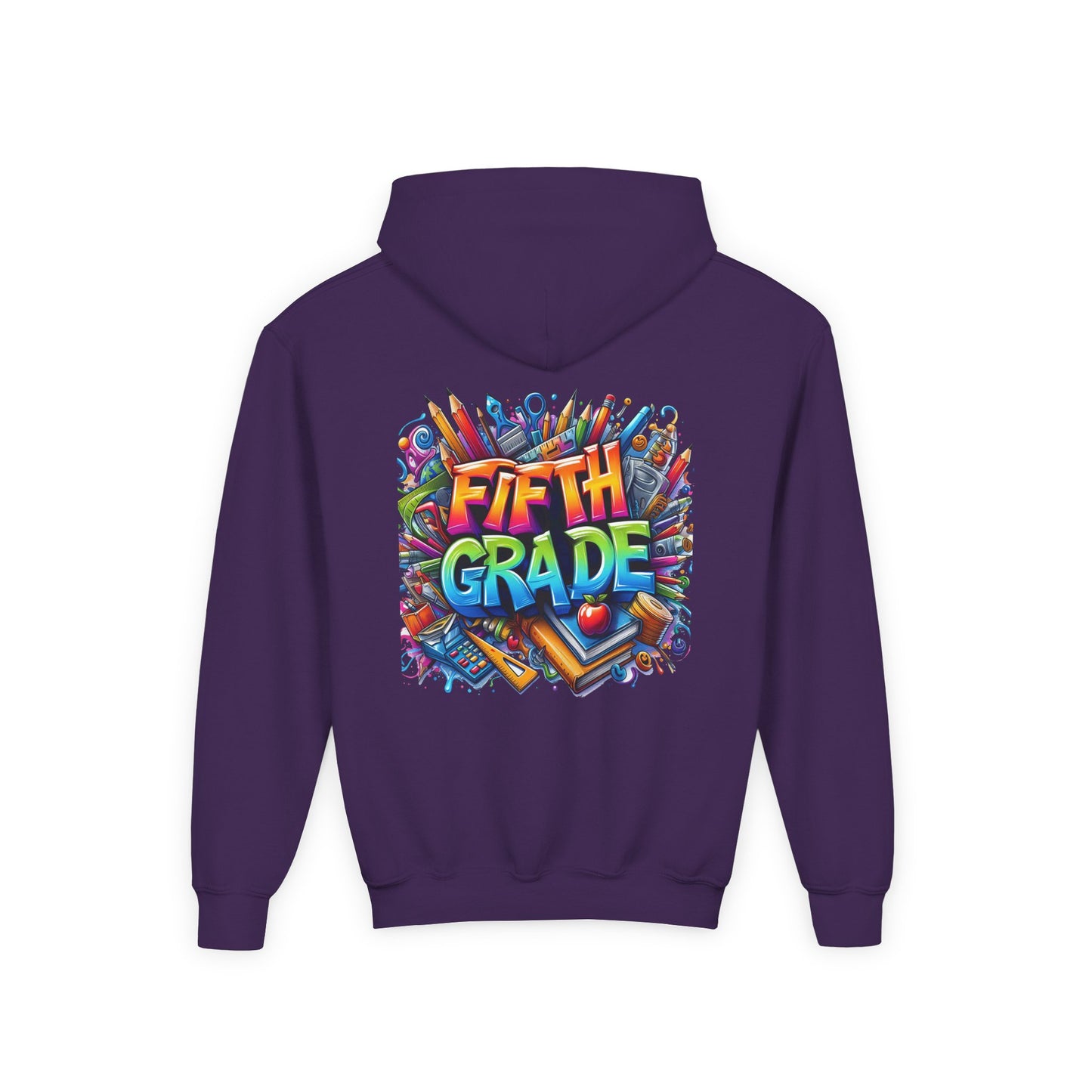 Fifth Grade Kids Hoodie - Colorful School Supplies Back-to-School Sweatshirt