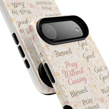 Christian Faith Magnetic Phone Case — "Pray Without Ceasing" Patterned Tough Case