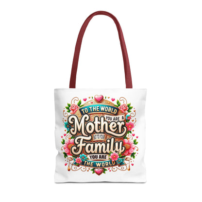 Mother & Family Floral Tote Bag — "To the world you are a Mother" Gift Tote