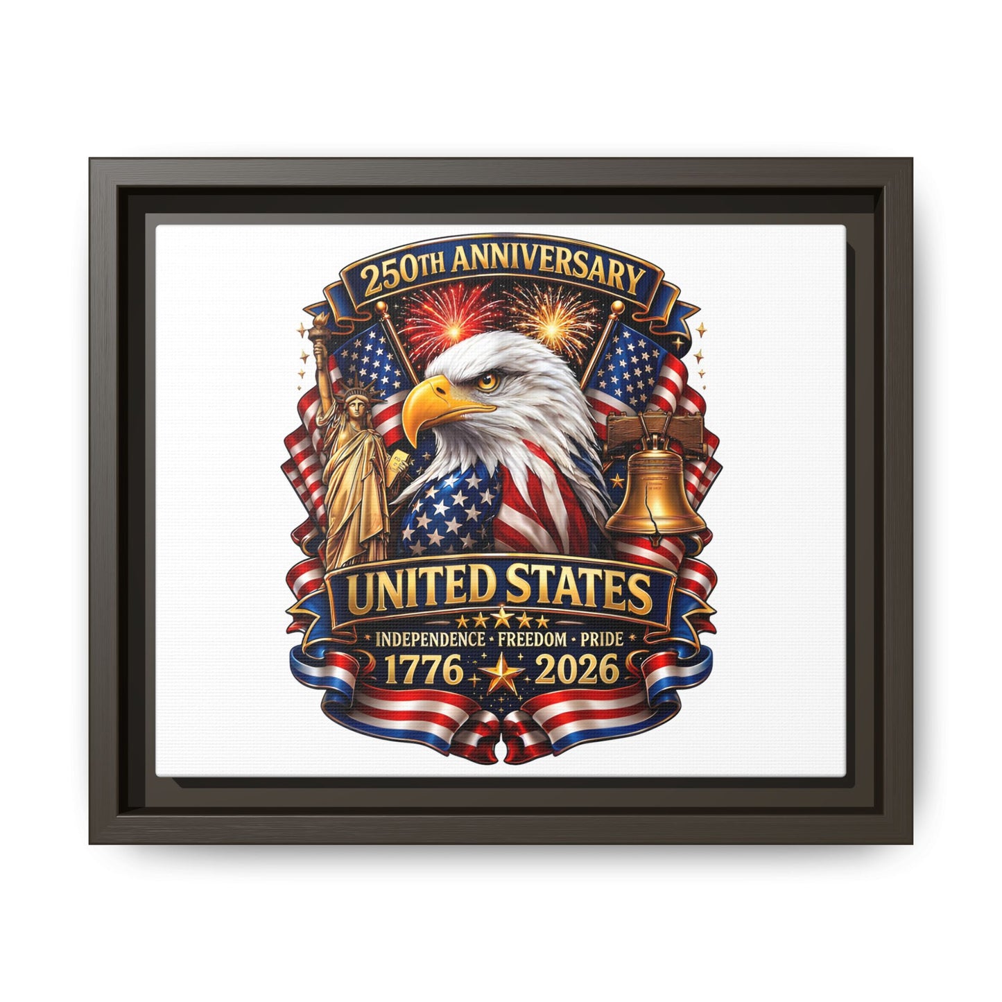 250th Anniversary United States Framed Canvas - Patriotic Eagle 1776–2026