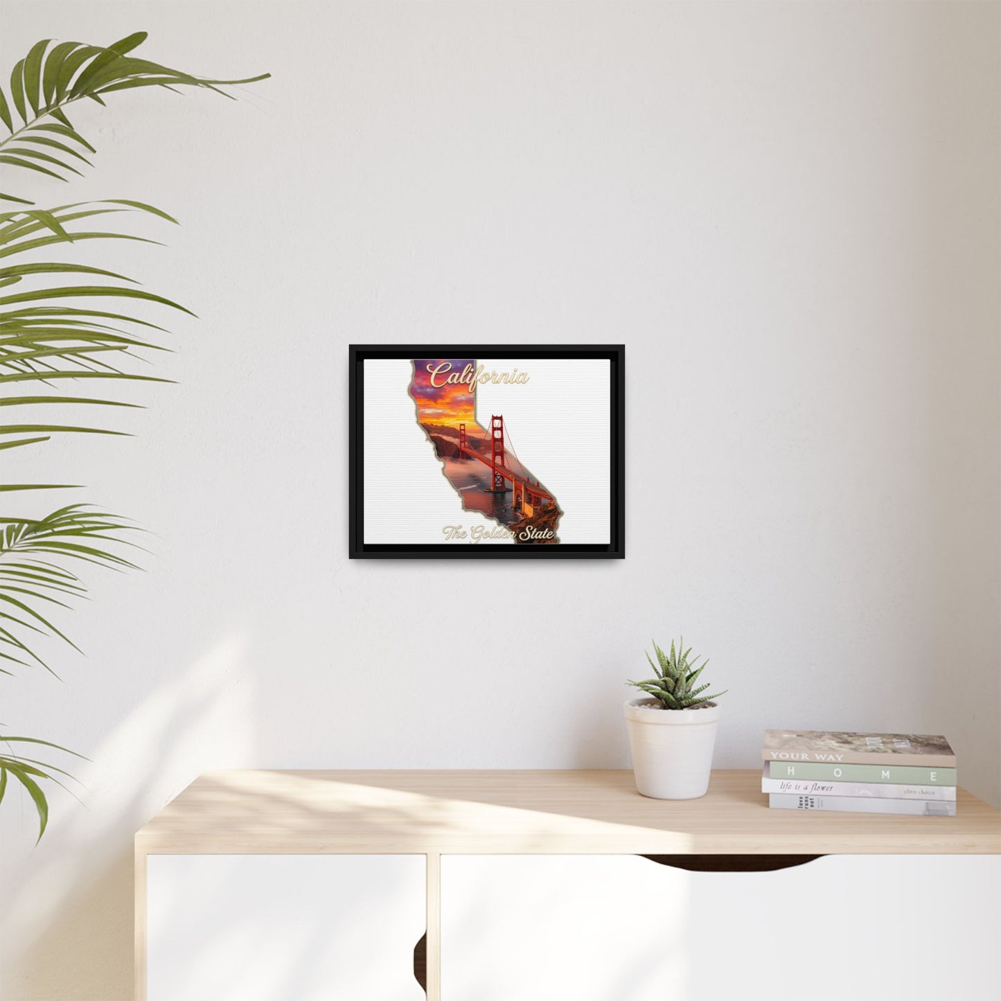 California Golden Gate Map Matte Canvas Print (Framed)