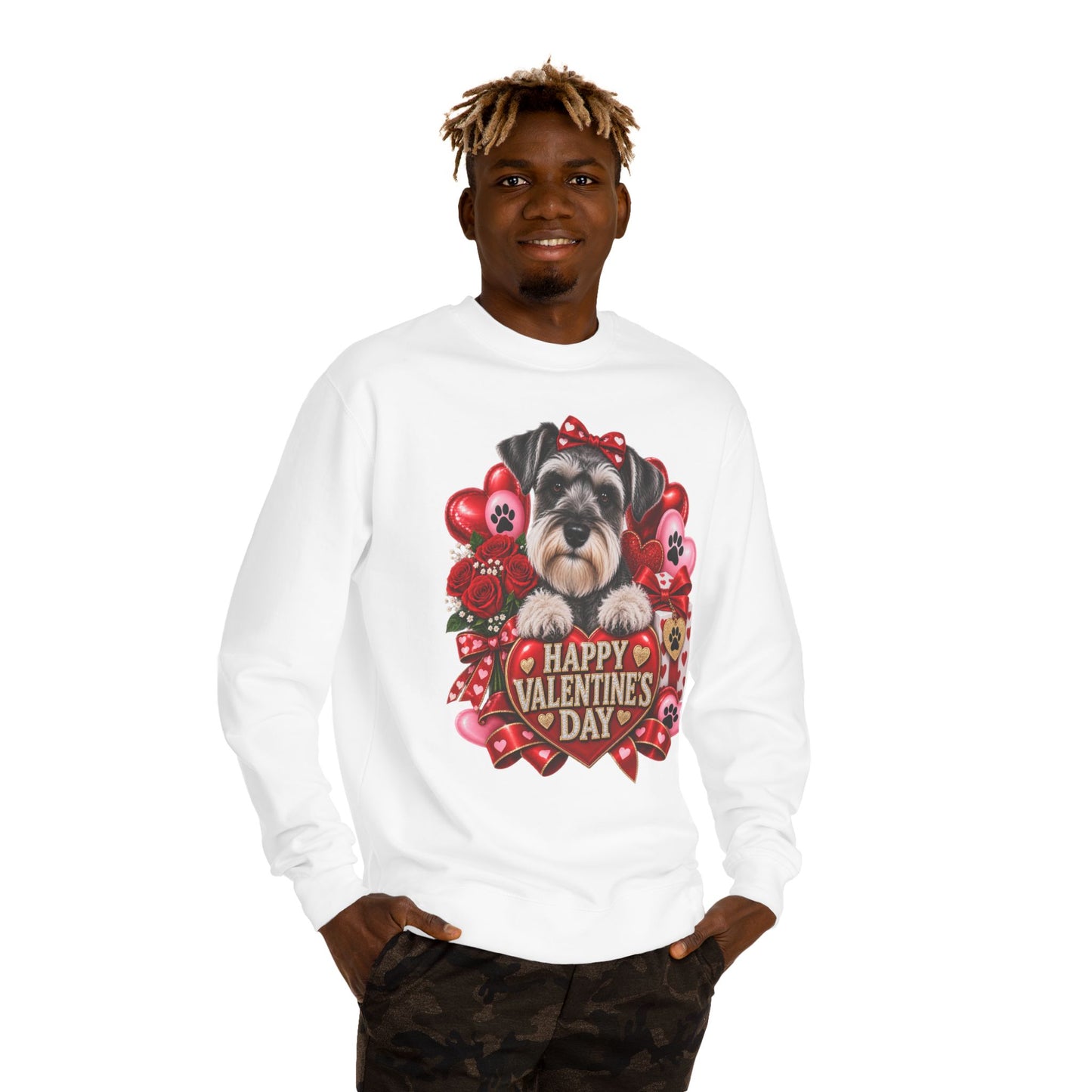 Valentine's Day Dog Sweatshirt — Cute Schnauzer "Happy Valentine's Day" Crewneck