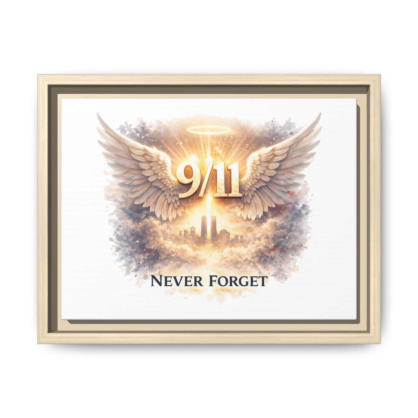 9/11 Memorial Matte Canvas Print — "Never Forget" Framed Wall Art