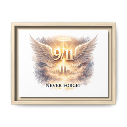 9/11 Memorial Matte Canvas Print — "Never Forget" Framed Wall Art