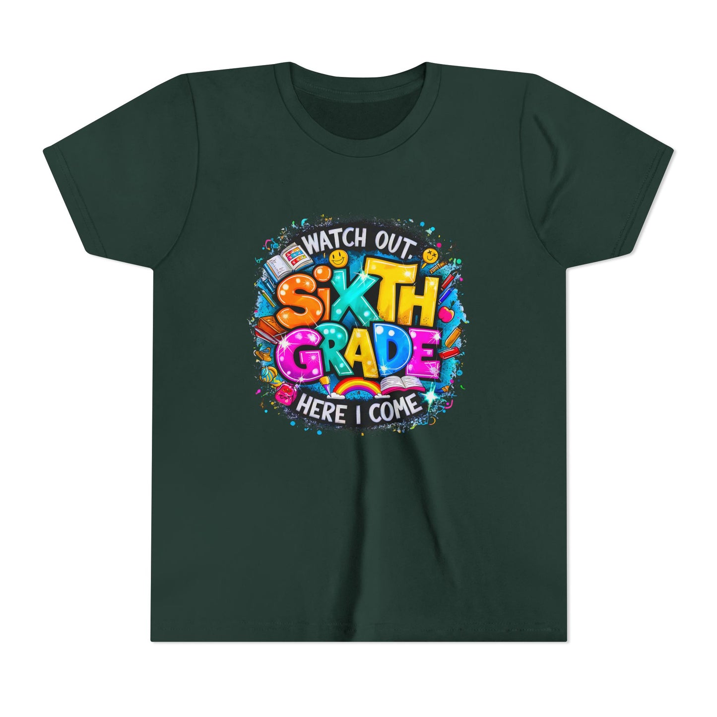 Youth Tee — "Watch Out Sixth Grade Here I Come" Back-to-School Graphic Shirt