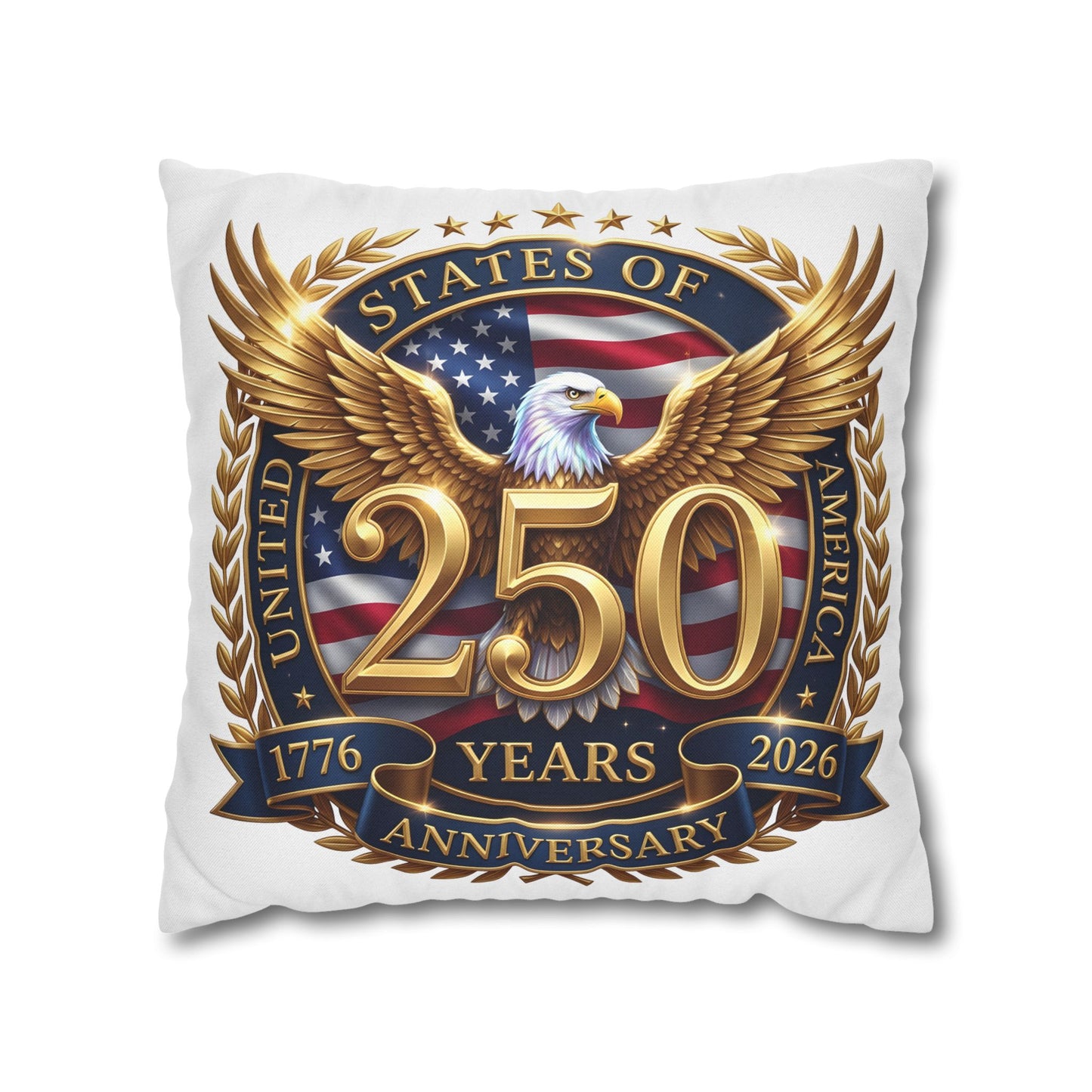 250th USA Anniversary Pillowcase – Patriotic Eagle 1776–2026 Decorative Throw Pillow Cover