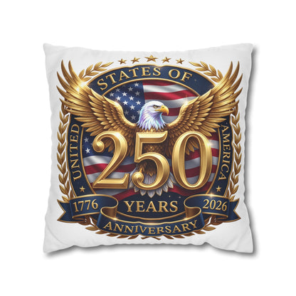 250th USA Anniversary Pillowcase – Patriotic Eagle 1776–2026 Decorative Throw Pillow Cover