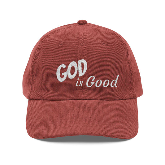 God Is Good Embroidered Corduroy Cap — Vintage Faith Baseball Hat