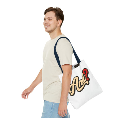 And? Graphic Tote Bag — Retro Script Question Mark Design