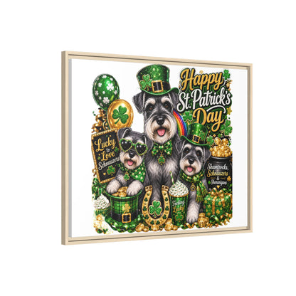 Happy St. Patrick's Day Schnauzer Canvas Print