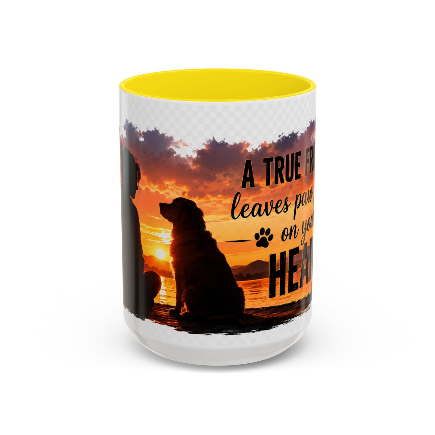 Dog Lover Coffee Mug - "A True Friend Leaves Paw Prints on Your Heart" Accent Mug (11/15oz)