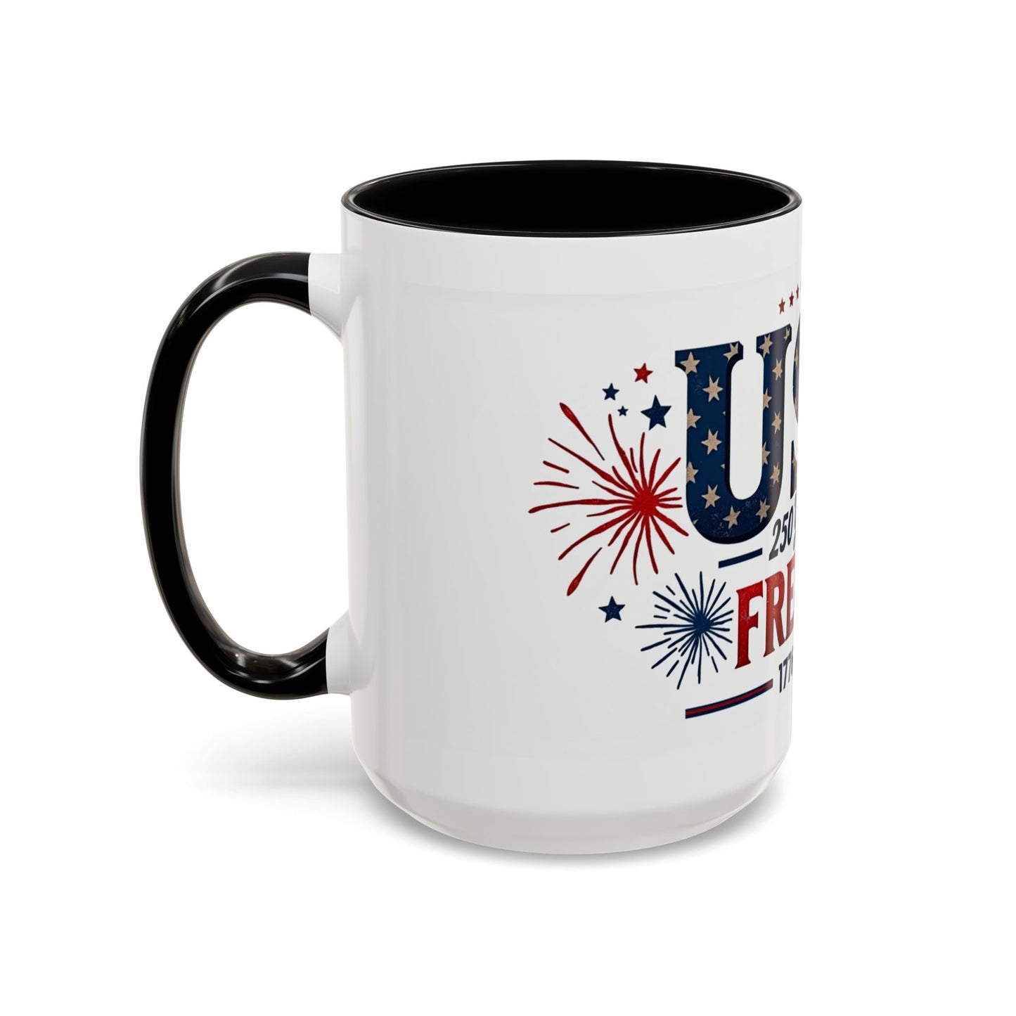 USA 250 Years of Freedom Accent Coffee Mug – 1776–2026 Patriotic Fourth of July Gift