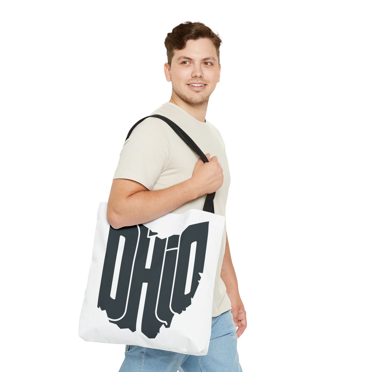 Ohio State Outline Tote Bag — Retro Ohio Text Graphic Tote