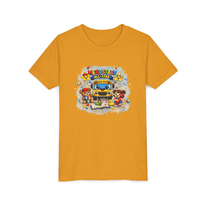 Youth Tee — "Headstart All-Star" Cute School Bus & Characters Back-to-School Shirt