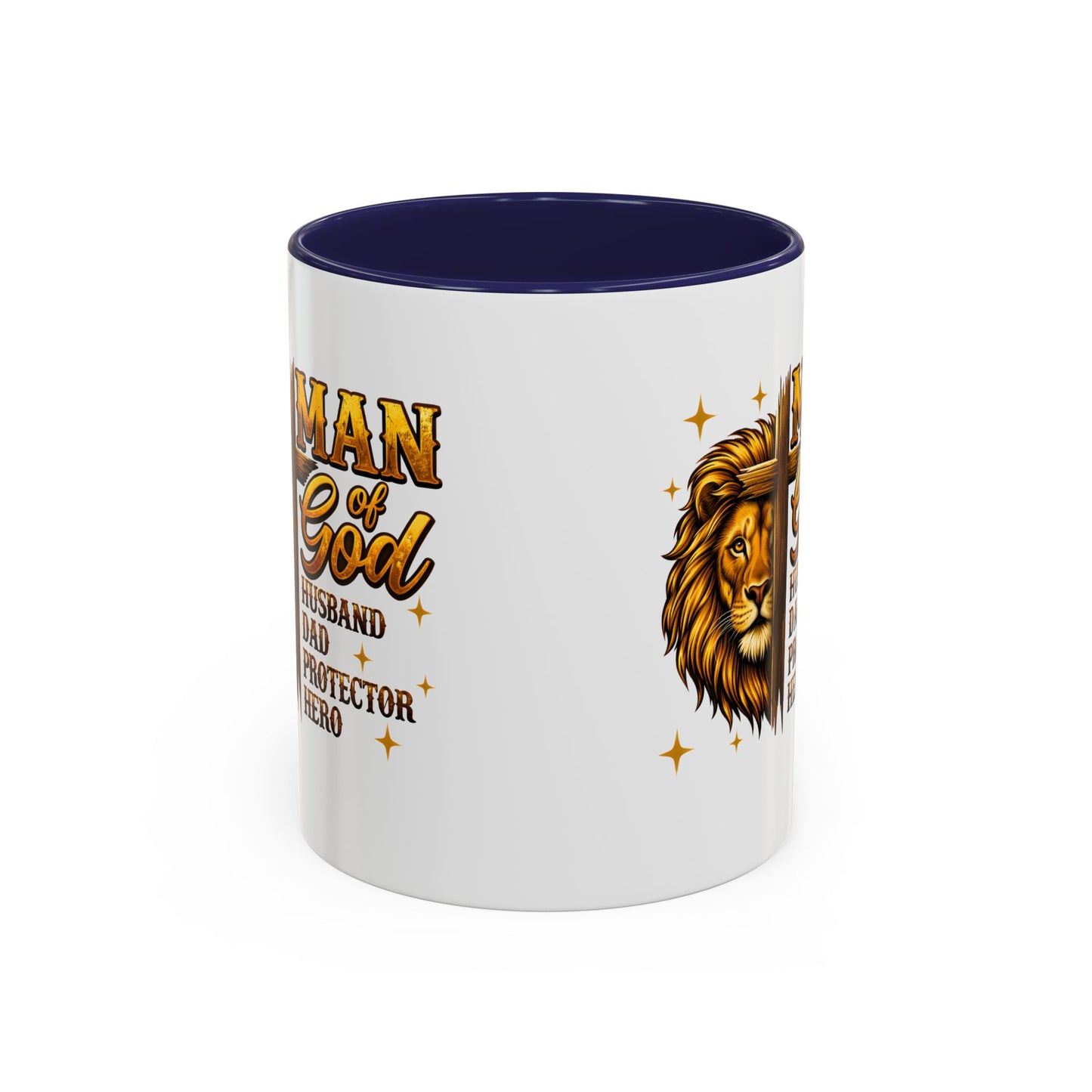 Man of God Lion Coffee Mug — 'Man of God' Religious Gift for Husband, Dad, Protector