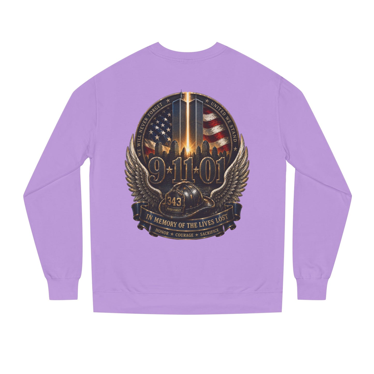 9/11 Memorial Crewneck Sweatshirt — Tribute to Fallen Heroes