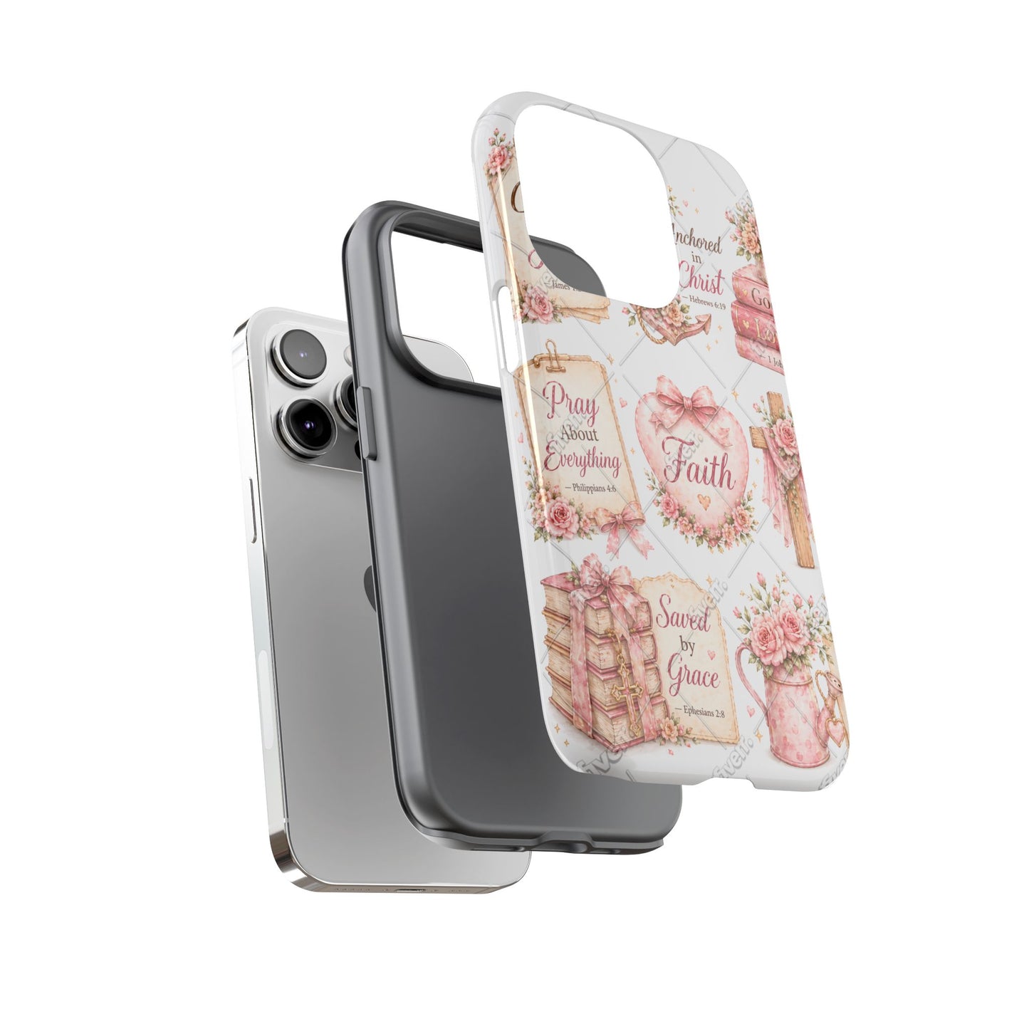 Faith Floral Phone Case – Christian Inspirational Scripture iPhone Cover (Choose Joy, Pray, Faith)