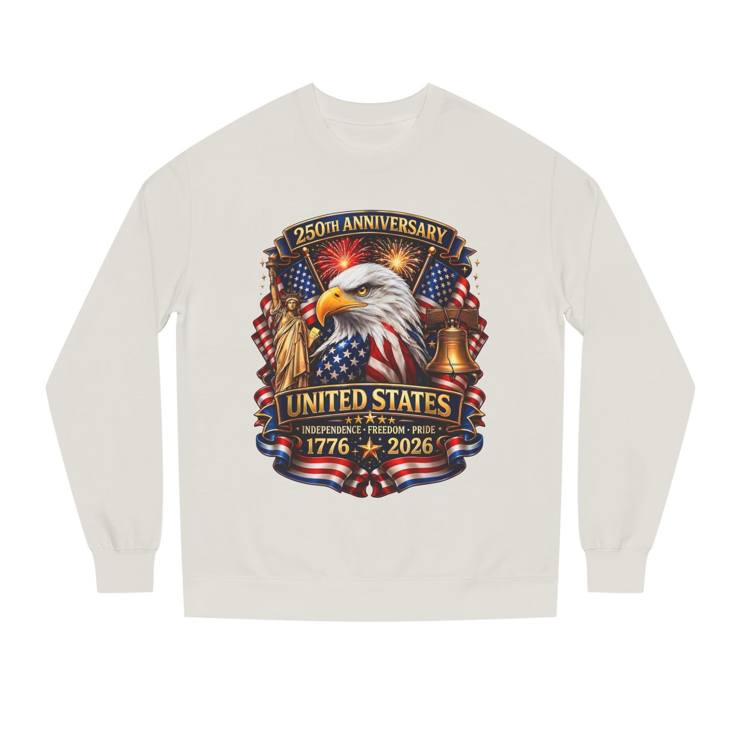 250th Anniversary United States Crewneck Sweatshirt — Eagle & American Flag 1776–2026