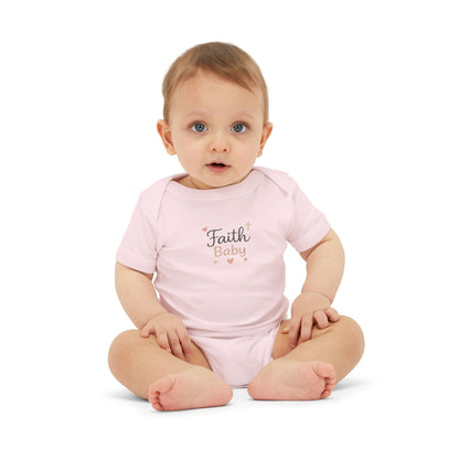 Faith Baby Infant Bodysuit – Cute Religious Baby One-Piece with Hearts