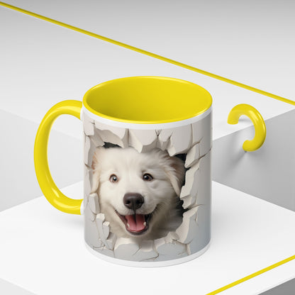 Smiling Dog Breaking Wall Accent Coffee Mug (11/15oz)